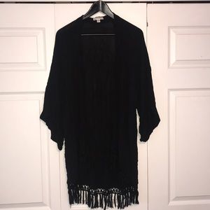 American Eagle Black Fringe Cover Up